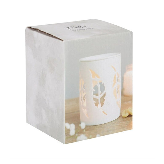 White Feather Cut Out Oil Burner