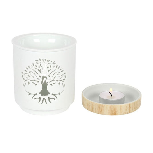 White Tree of Life Cut Out Oil Burner