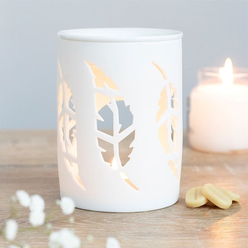 White Feather Cut Out Oil Burner