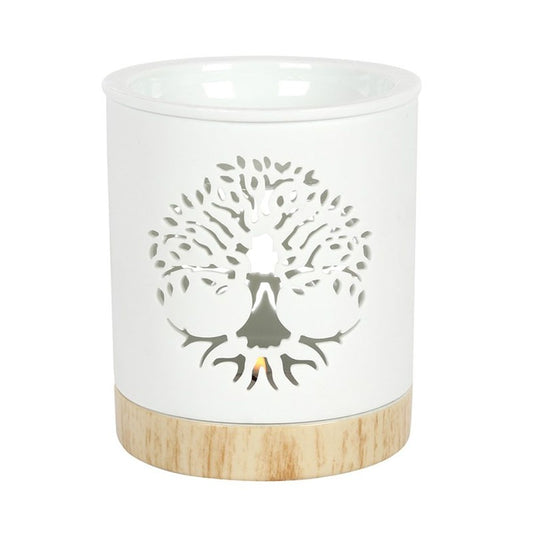 White Tree of Life Cut Out Oil Burner