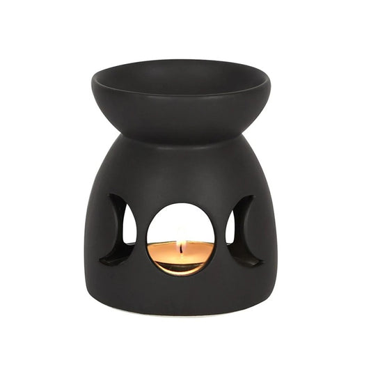 Triple Moon Cut Out Oil Burner  Black 